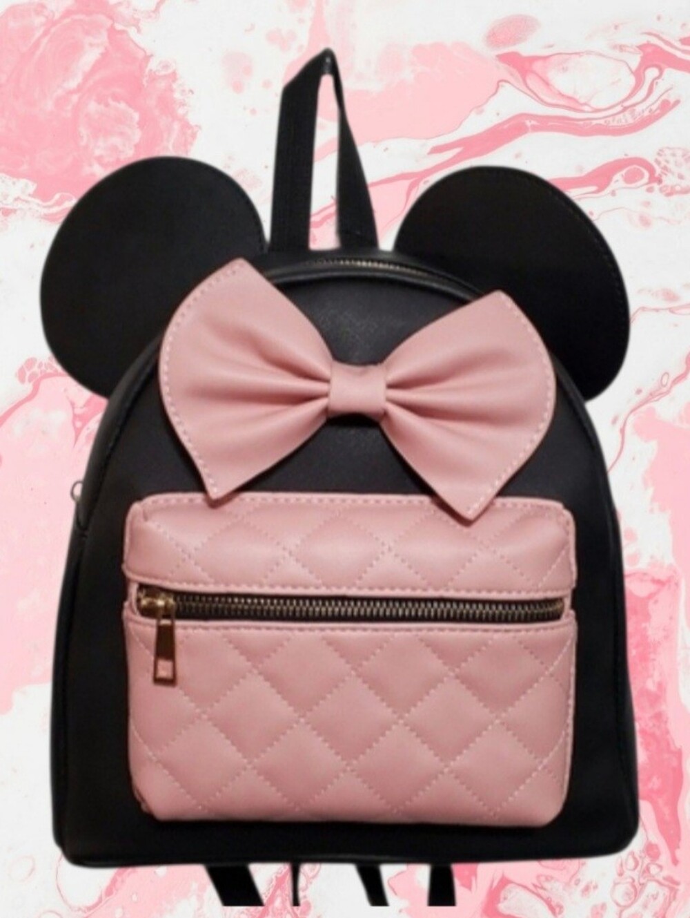 Minnie Mouse Pink Quilted Front Pocket Mini Backpack with Ears